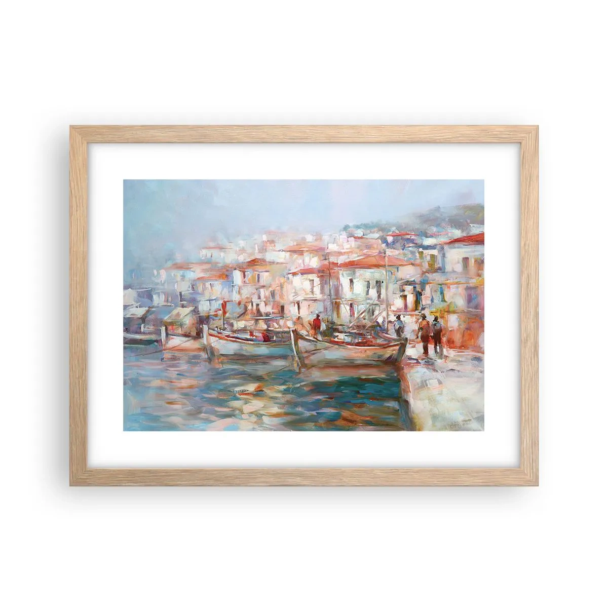 Pôster com moldura de carvalho claro - Férias em pastel - 40x30 cm