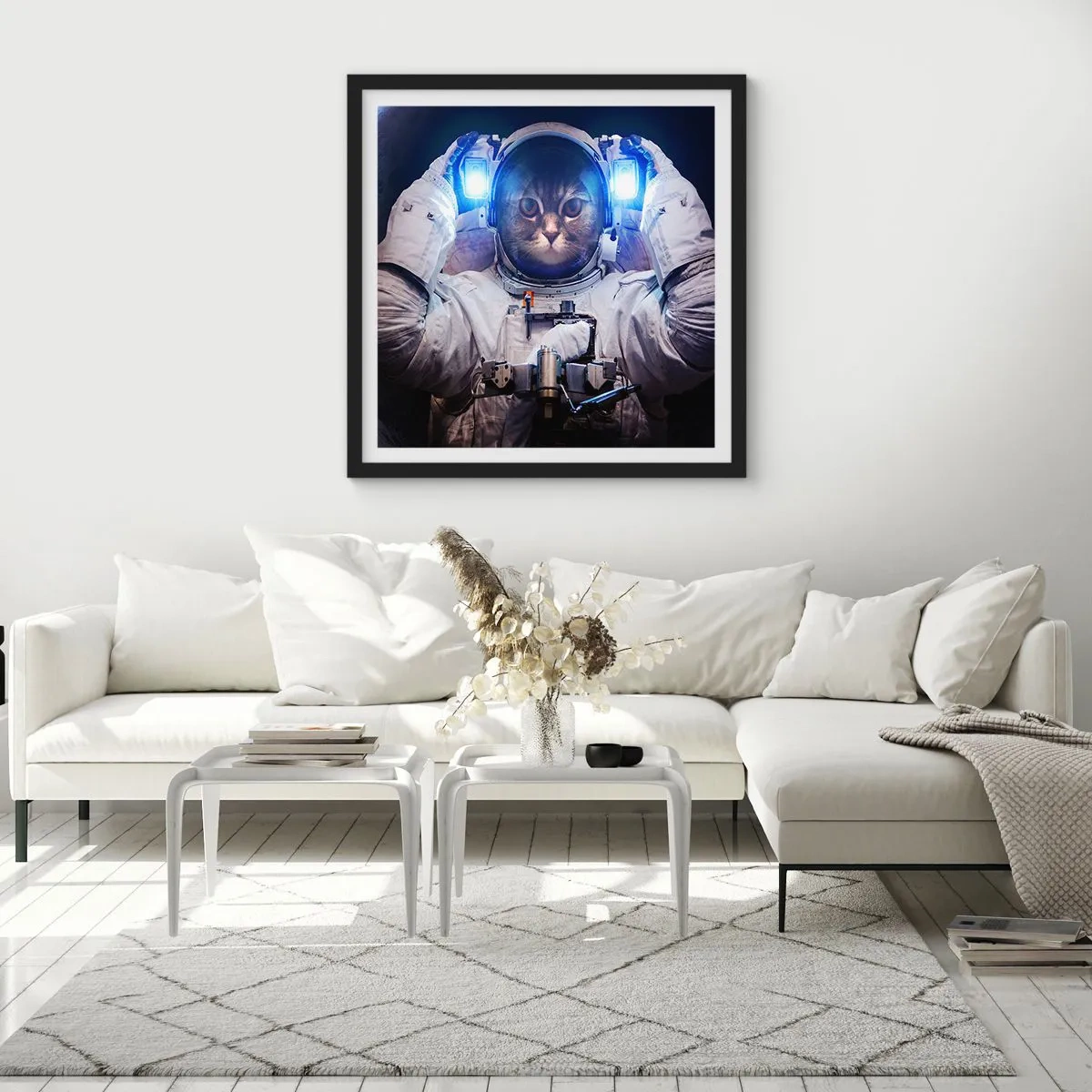 Pôster com moldura preta - Houston, temos um problema - 40x40 cm