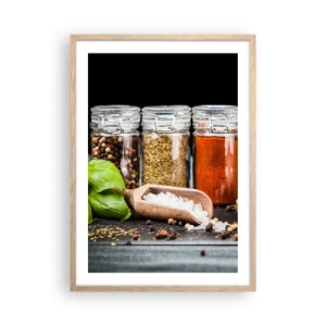 Pôster com moldura de carvalho claro - Para que a vida tenha um sabor - 50x70 cm