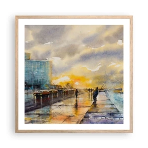 Pôster com moldura de carvalho claro - A vida na costa - 60x60 cm