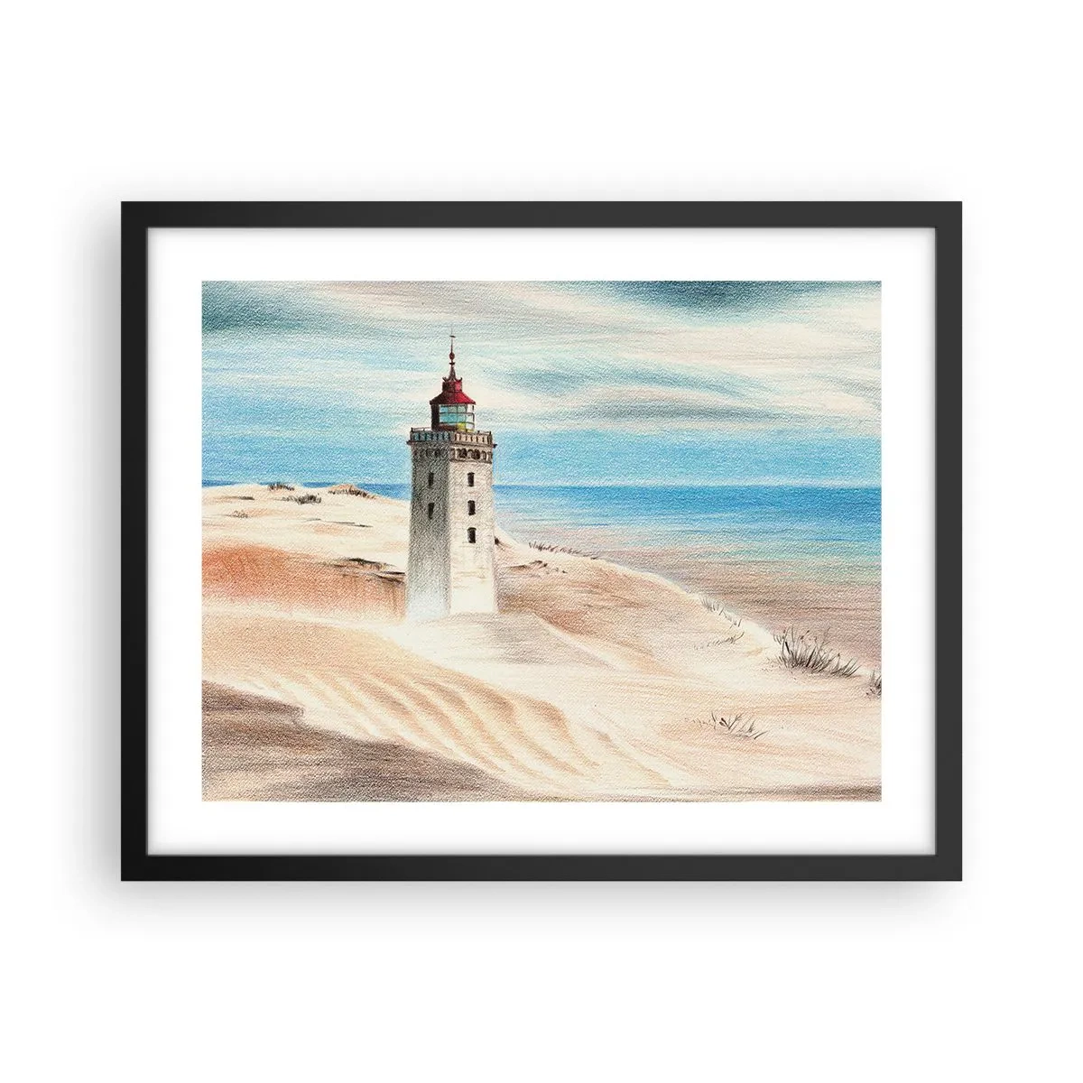 Pôster com moldura preta - Sempre a olhar para o mar - 50x40 cm