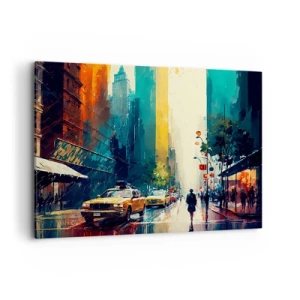 Quadro em tela - Nova York – até a chuva é colorida aqui - 100x70 cm