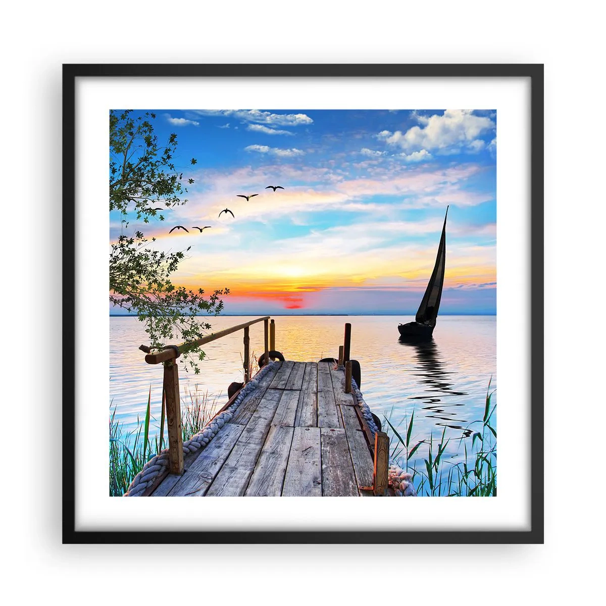 Pôster com moldura preta - Boa noite - 50x50 cm