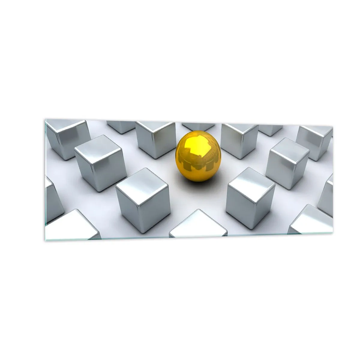 Quadro em vidro - Por que eu? Obras de arte geométricas - 140x50 cm