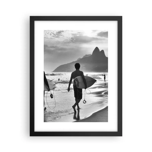 Pôster com moldura preta - Samba para uma onda - 30x40 cm