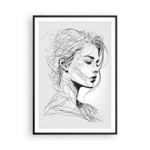 Pôster com moldura preta - Retrato em pensamento - 70x100 cm