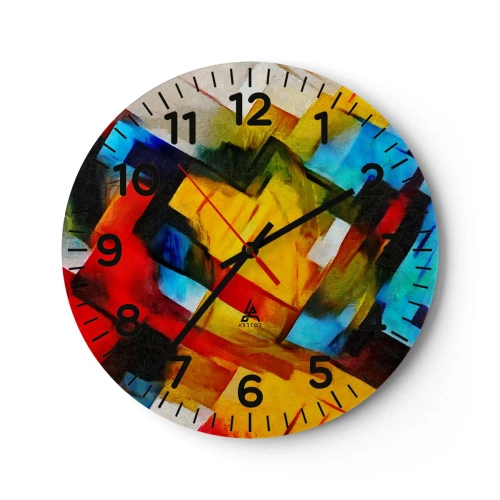 Relógio de parede - Relógio em vidro - Camadas multicoloridas - 30x30 cm
