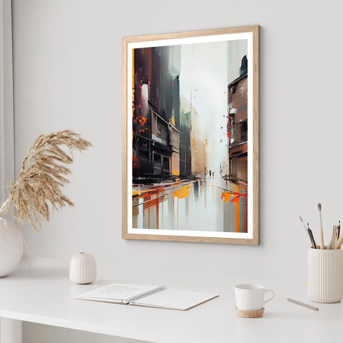 Pôster com moldura de carvalho claro - Dia chuvoso - 40x50 cm