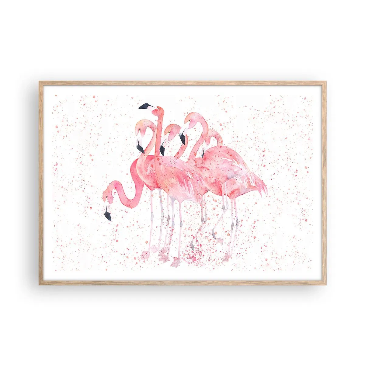 Pôster com moldura de carvalho claro - Conjunto cor-de-rosa - 100x70 cm