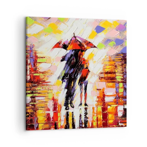 Quadro em tela - Juntos durante a noite e a chuva - 60x60 cm