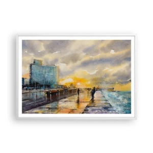 Pôster em moldura branca - A vida na costa - 100x70 cm