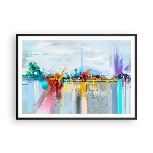 Pôster com moldura preta - Ponte da alegria sobre o rio da vida - 100x70 cm