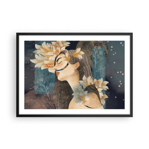 Pôster com moldura preta - O conto da princesa com lírios - 70x50 cm