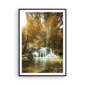 Pôster com moldura preta - A cascata do parque - 70x100 cm
