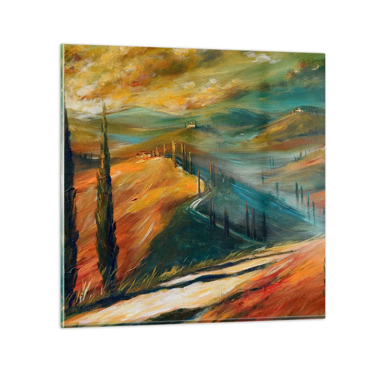 Quadro em vidro - Paisagem da Toscana - 30x30 cm