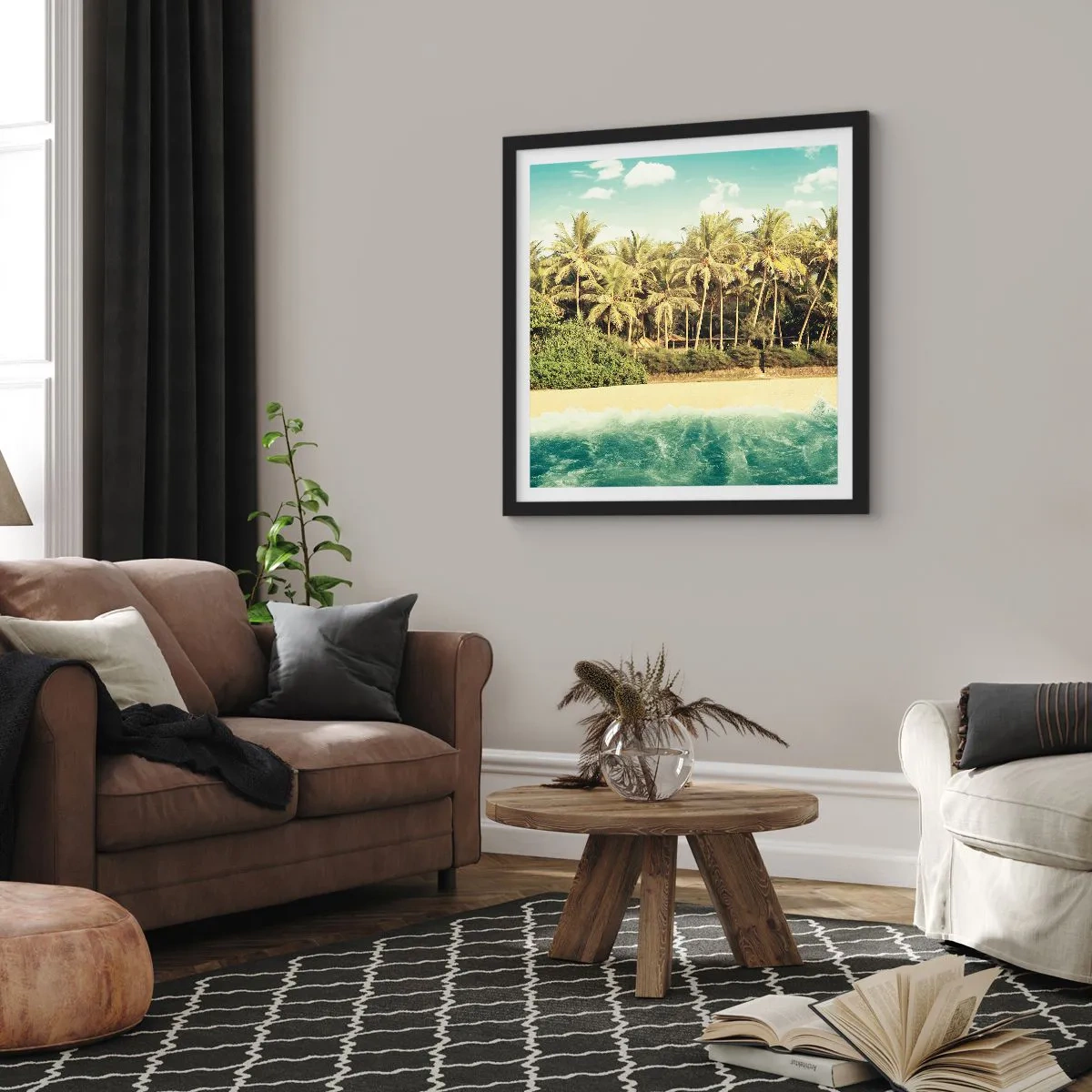 Pôster com moldura preta - Ou talvez aqui? - 60x60 cm