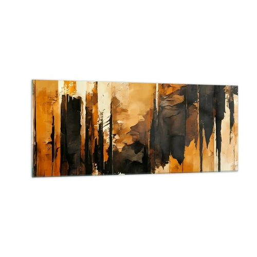 Quadro em vidro - Harmonia de preto e dourado - 100x40 cm