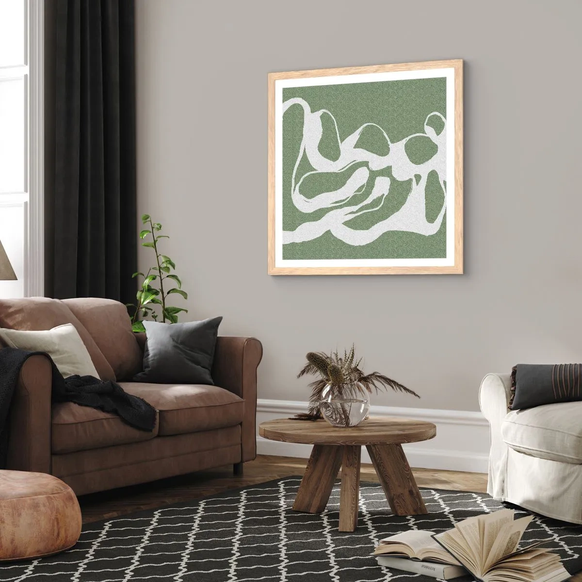 Pôster com moldura de carvalho claro - A chamada do espaço - 40x40 cm