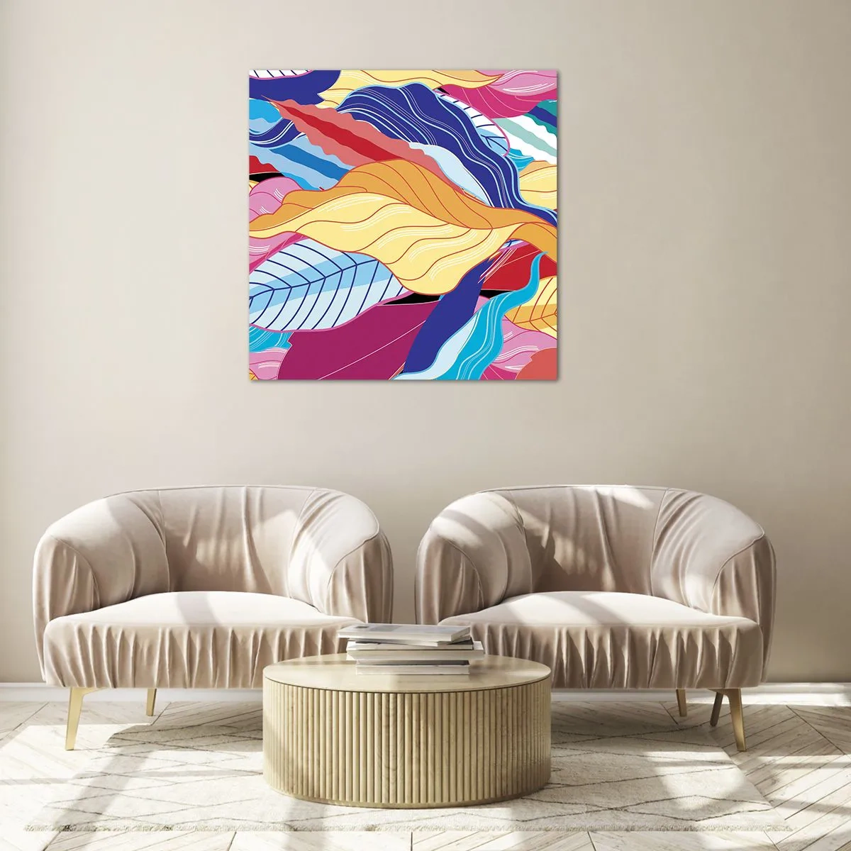 Quadro em vidro - Bagunça colorida - 70x70 cm