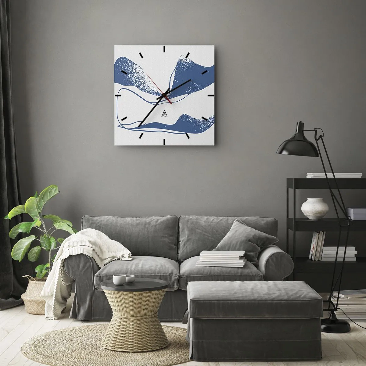 Relógio de parede - Relógio em vidro - Abstração alada - 30x30 cm