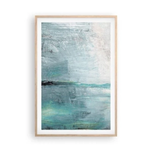 Pôster com moldura de carvalho claro - Horizontalmente em azul - 61x91 cm