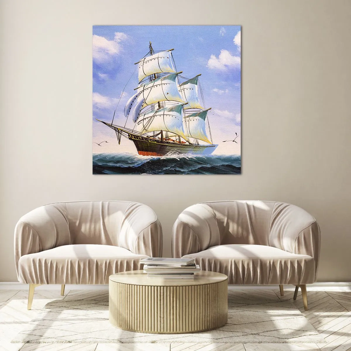 Quadro em vidro - Orgulhosamente com o vento - 70x70 cm