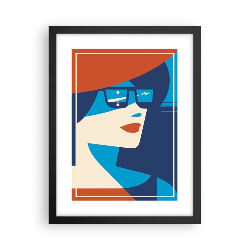 Pôster com moldura preta - Viagem de férias - 30x40 cm