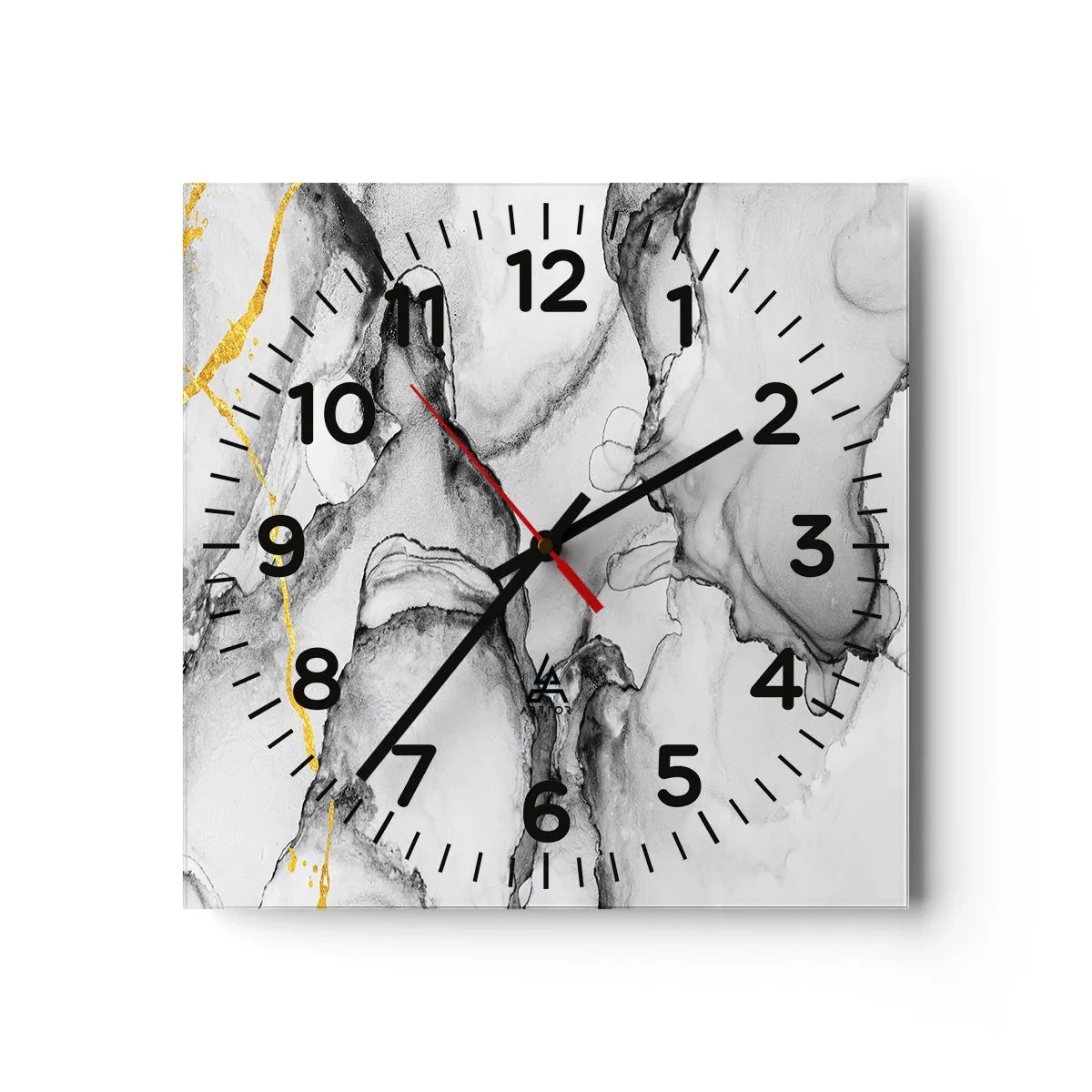 Relógio de parede - Relógio em vidro - Composição dourada - 40x40 cm