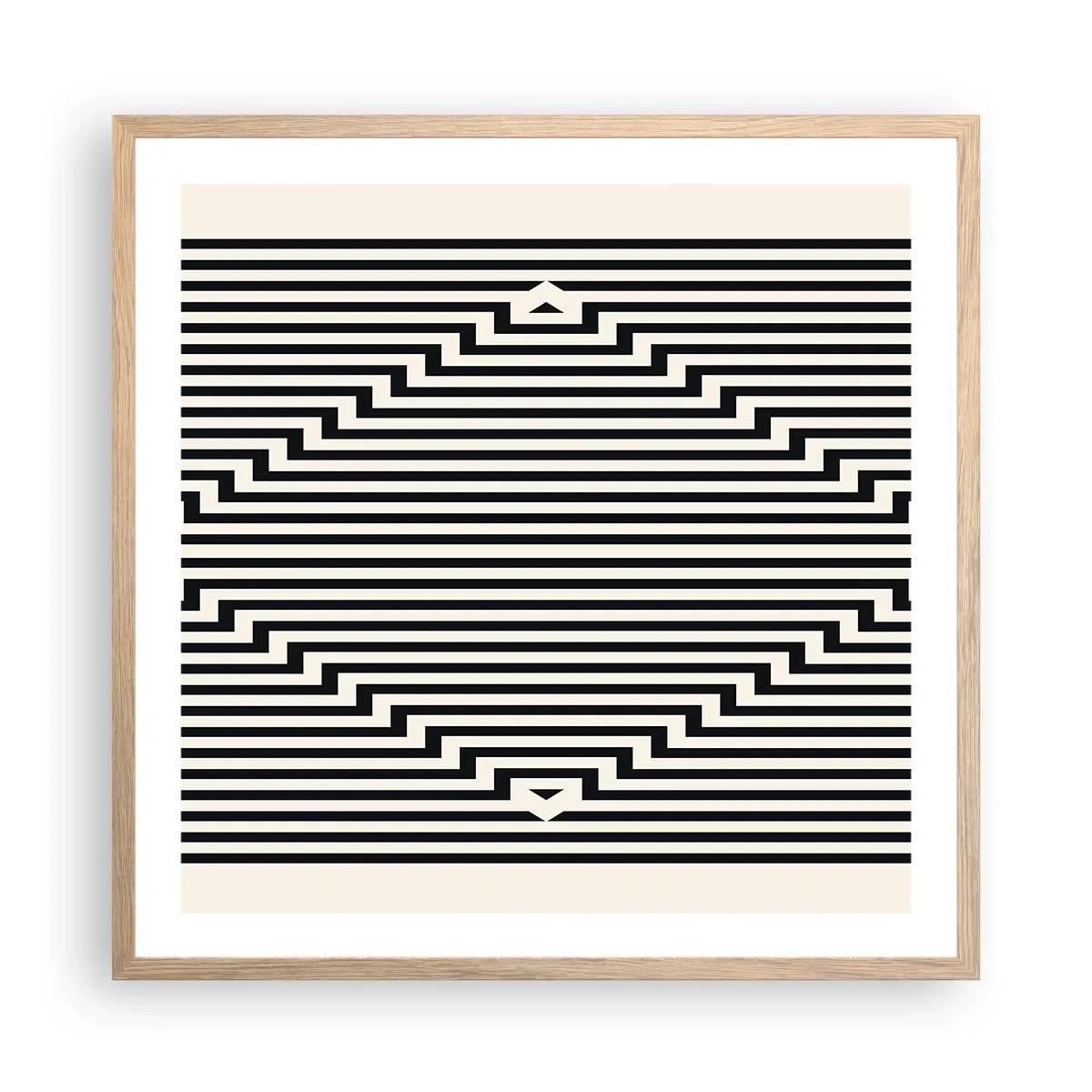 Pôster com moldura de carvalho claro - Ilusão geométrica - 60x60 cm