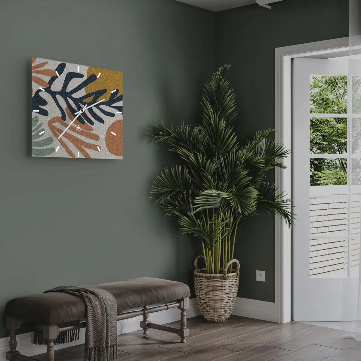 Relógio de parede - Relógio em vidro - Mares de coral - 30x30 cm