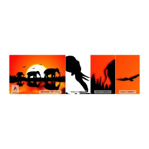 Amostra de papel de parede autocolante Deluxe Sticker - Uma pequena bebida à noite - Animais, África, Elefante - 100x30 cm