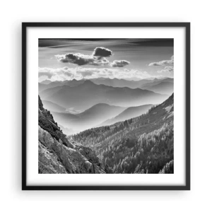 Pôster com moldura preta - Até ao horizonte - 50x50 cm