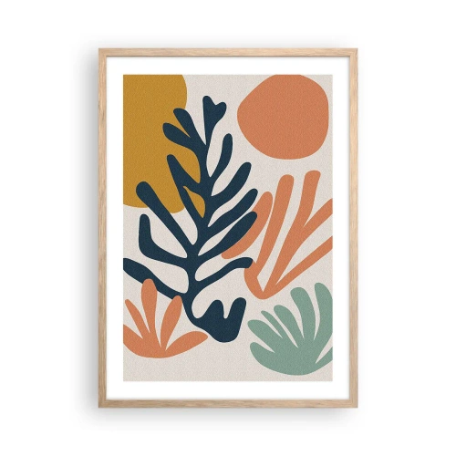 Pôster com moldura de carvalho claro - Mares de coral - 50x70 cm