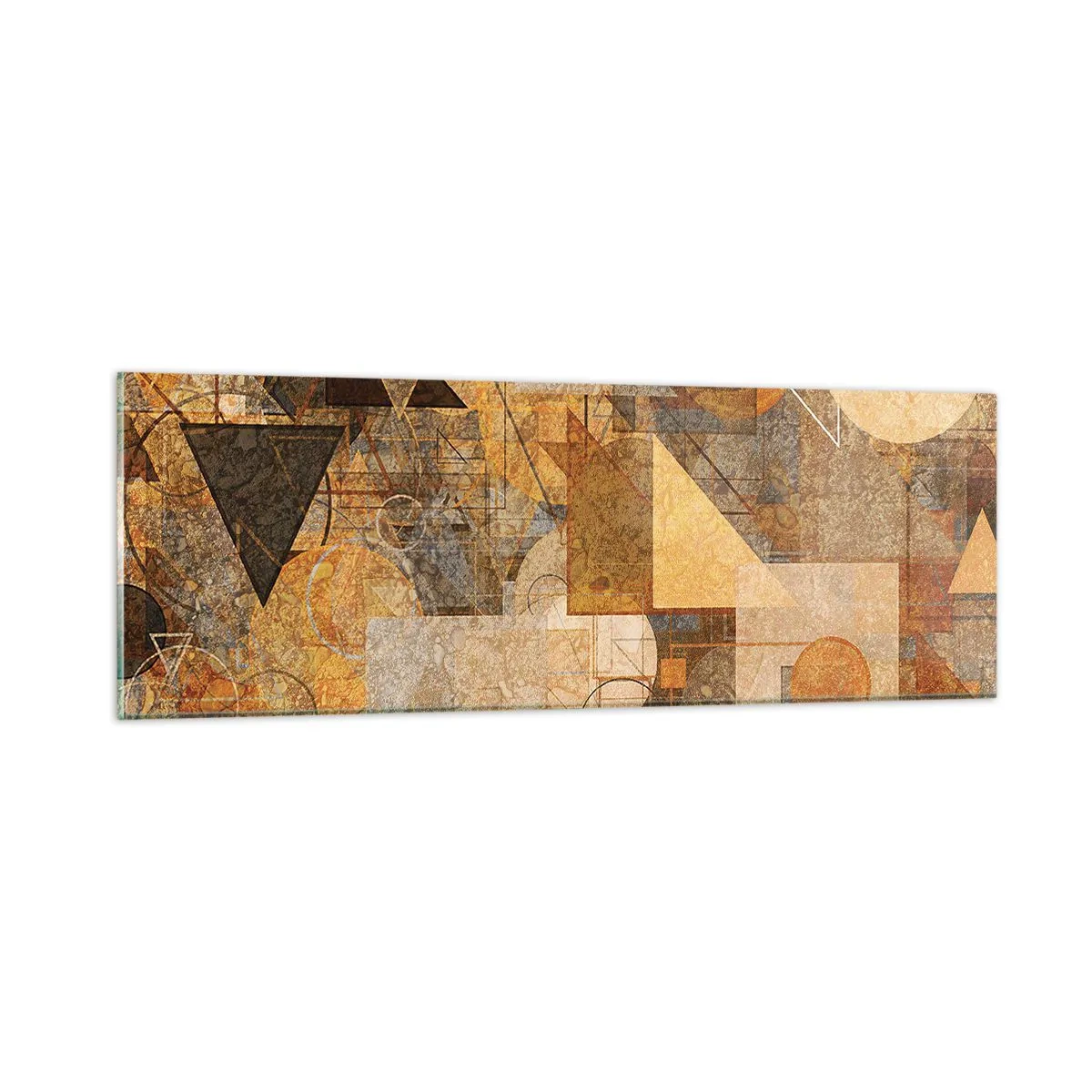 Quadro em vidro - Estudo Cubista em Bronze - 90x30 cm