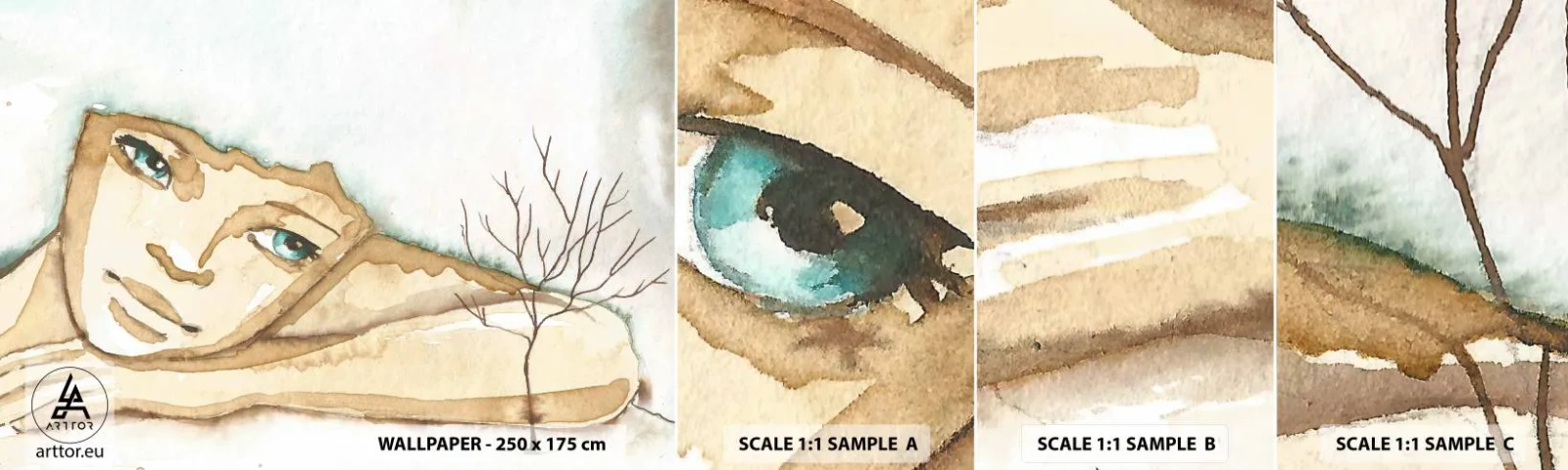 Amostra de papel de parede autocolante Deluxe Sticker - A árvore da poesia cresce do silêncio - Conto de fadas, Abstração, Para crianças - 100x30 cm