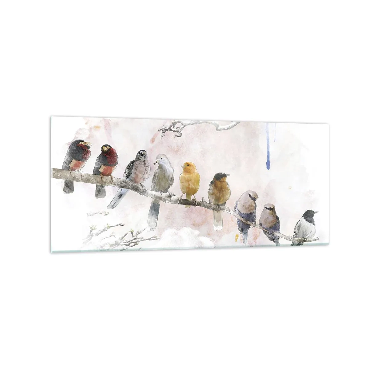 Quadro em vidro - Reunião alada - 120x50 cm