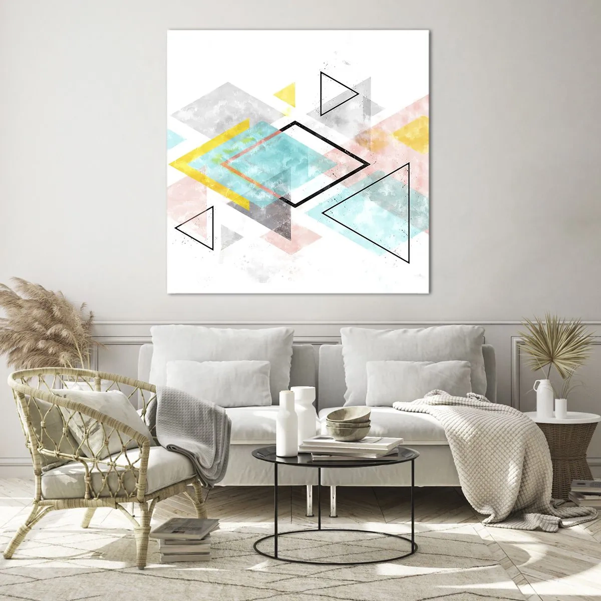 Quadro em vidro - Jogo geométrico - 40x40 cm