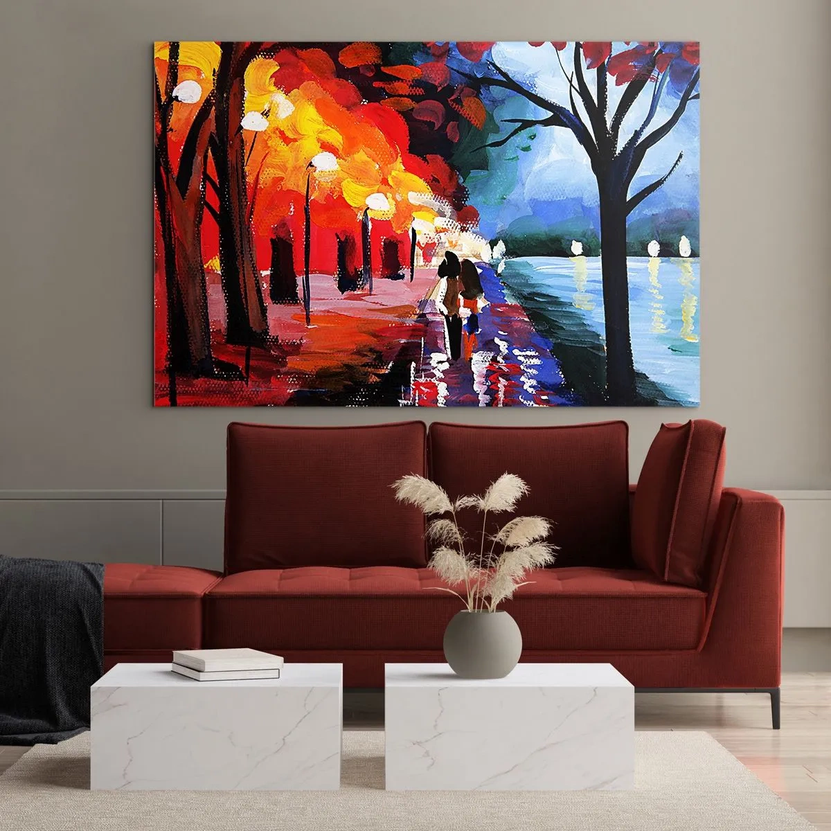 Quadro em vidro - Outono ardente no parque - 100x70 cm