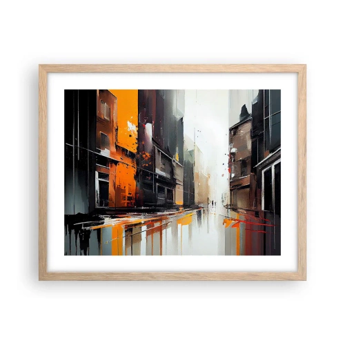 Pôster com moldura de carvalho claro - Dia chuvoso - 50x40 cm