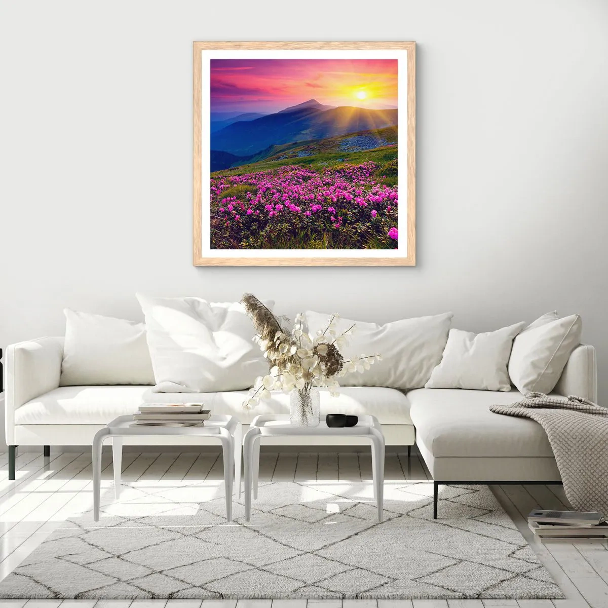 Pôster com moldura de carvalho claro - …Cheiro de pinheiros e ervas da montanha - 60x60 cm