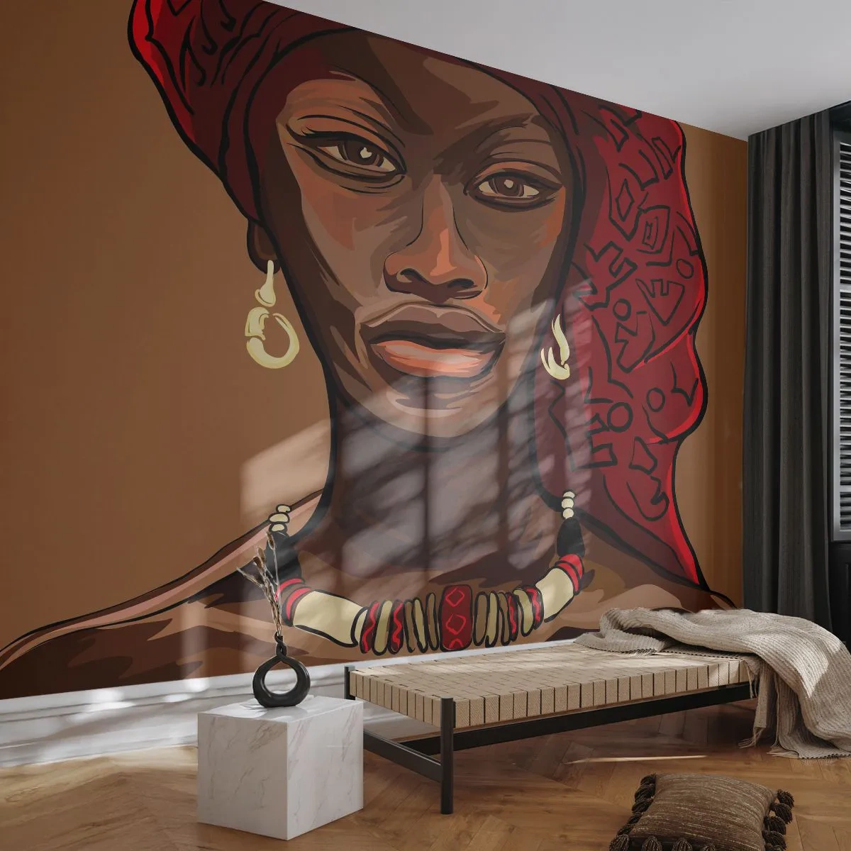 Papel de Parede Premium Sand - Vénus de Ébano - Mulher, África, Cultura - 300x210 cm