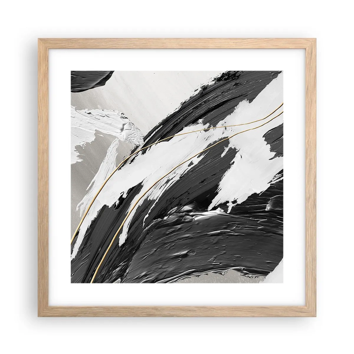 Pôster com moldura de carvalho claro - Abstração em grande escala - 40x40 cm