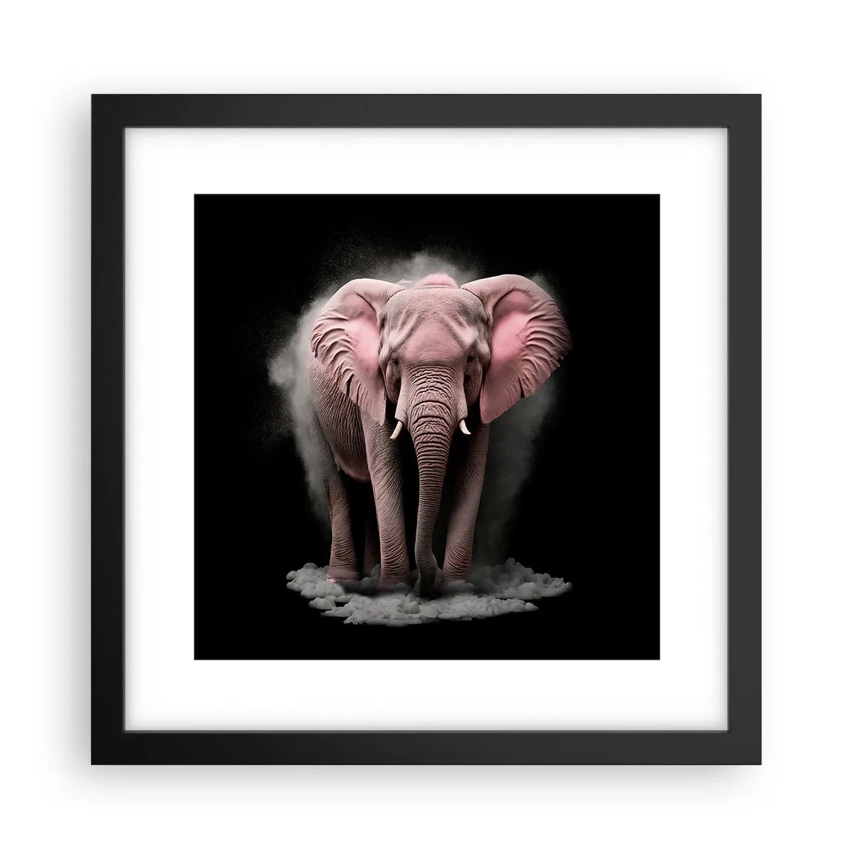Pôster com moldura preta - Não pense em um elefante rosa! - 30x30 cm