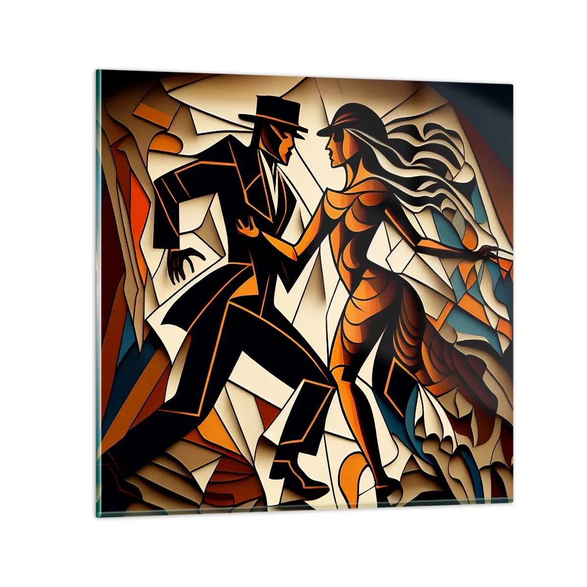 Quadro em vidro - Dança de paixão e paixão - 60x60 cm