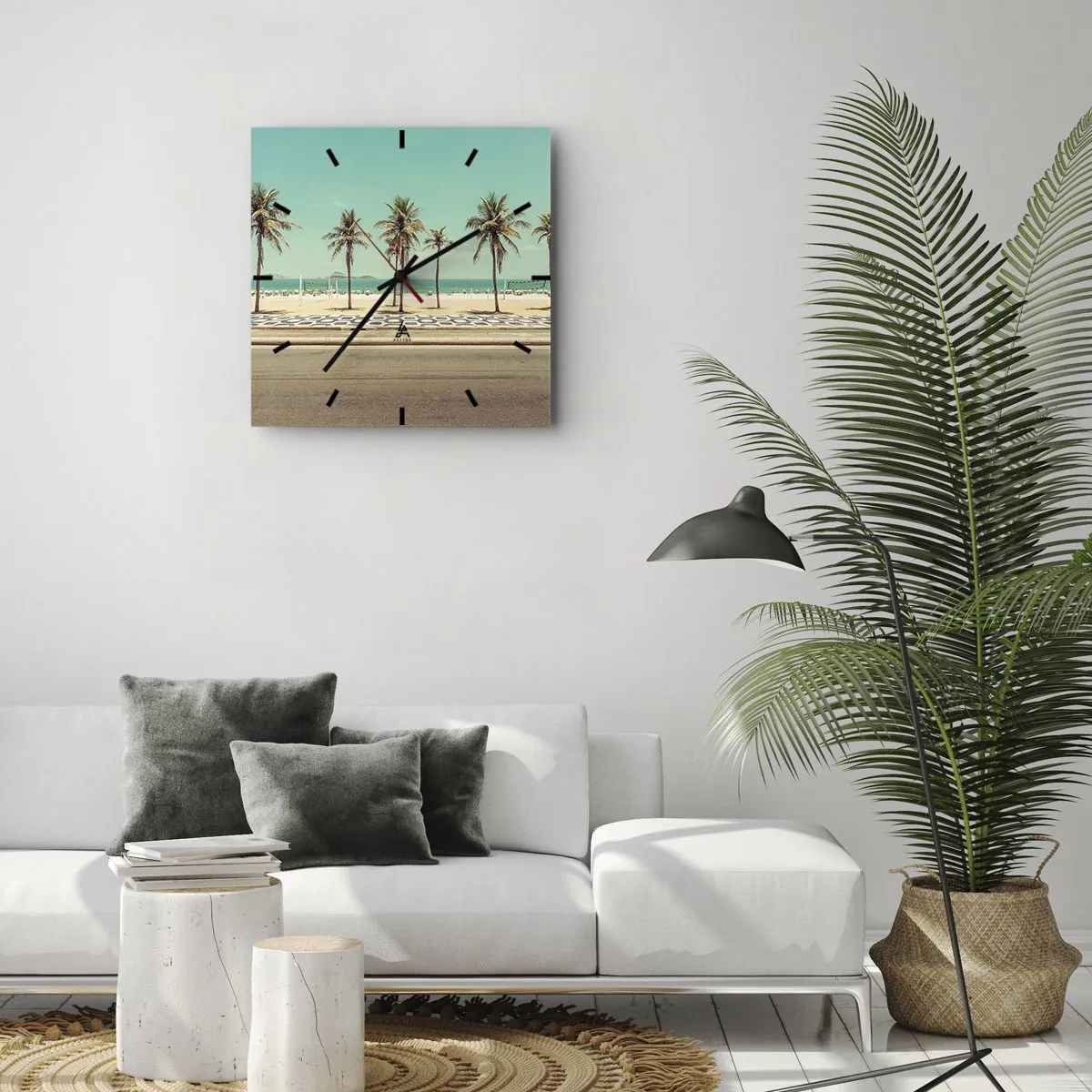 Relógio de parede - Relógio em vidro - Em guarda da praia - 30x30 cm
