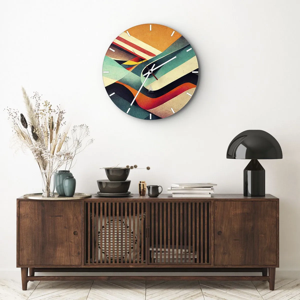 Relógio de parede - Relógio em vidro - Composição intensa - 40x40 cm