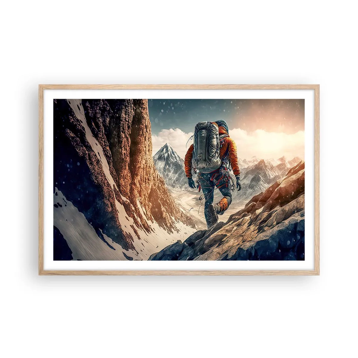Pôster com moldura de carvalho claro - Guerreiro solitário - 91x61 cm