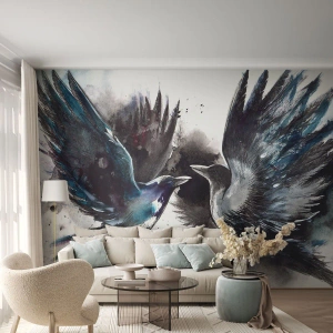 Papel de parede personalizado Premium Canvas - De corvo a corvo... - Abstração, Pássaro, Animais