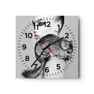 Relógio de parede - Relógio em vidro - A dama com a chinchila - 40x40 cm