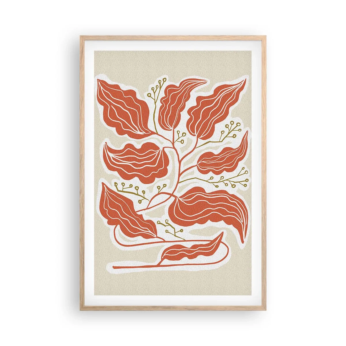 Pôster com moldura de carvalho claro - Folclórico e coral - 61x91 cm